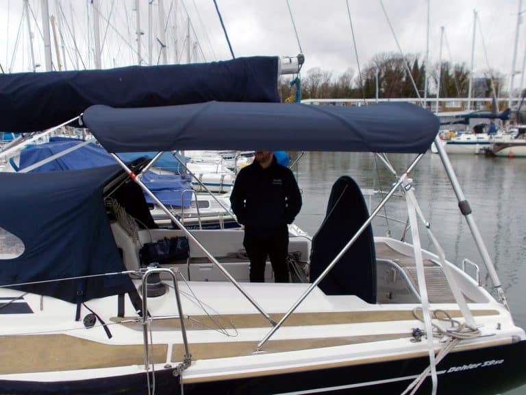 Dehler 39, 4 bar Bimini for use with mainsheet removed
