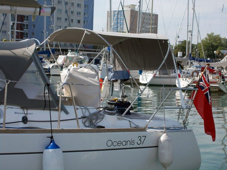 Beneteau Oceanis 37 Helm Bimini using existing Tecsew Cockpit Enclosure frames