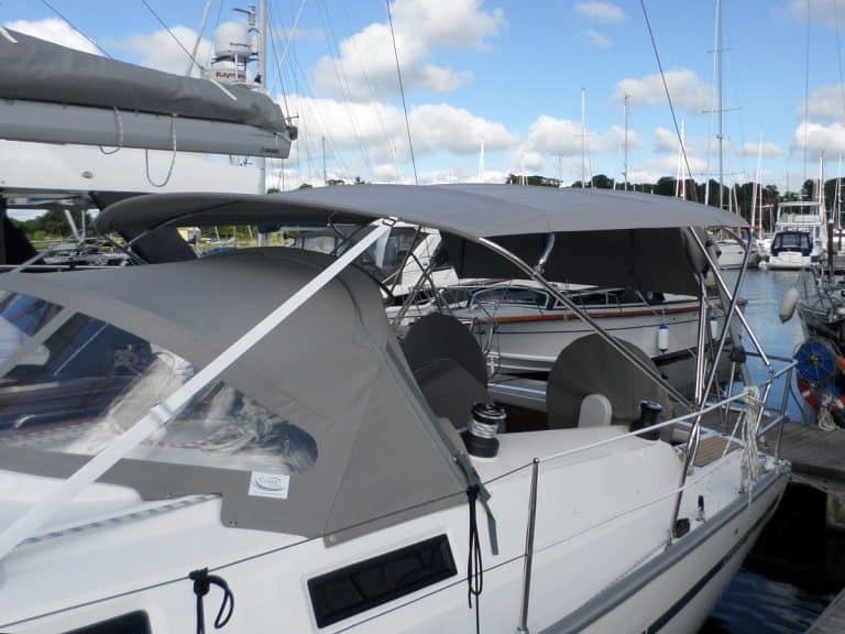 Bavaria Cruiser 41 Bimini shown with Tecsew standard Sprayhood