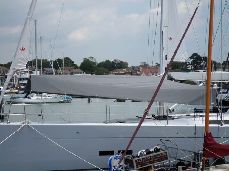 Hanse 575 Bimini, wider non-standard design