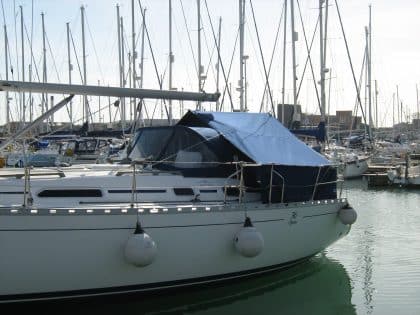 Dufour 36 Boom Tent with roll-up dodger panels