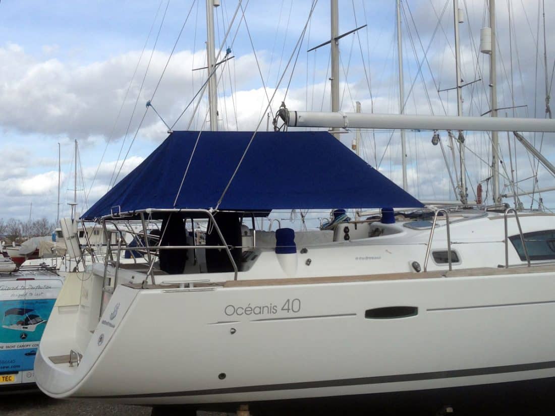 Beneteau Oceanis 40 under boom Pole Tent, SIAM