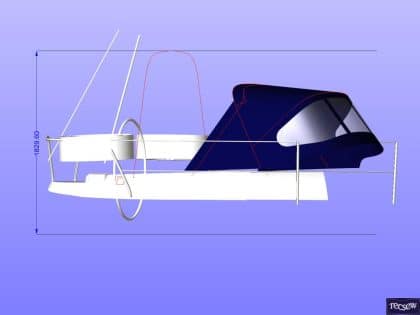 approx height from cpit floor when frame moved fwd on struts, canvas will hang down lower, note clears winches in this position