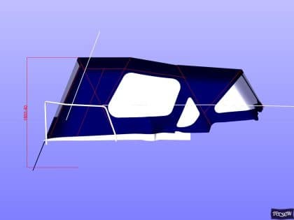 Custom cockpit enclosure for Beneteau Oceanis 323 CAMEO, fitted to the factory sprayhood with durable marine-grade materials.