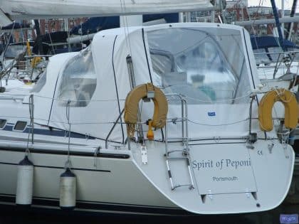 dehler 34 cockpit enclosure fitted to existing sprayhood spirit of peponi 1