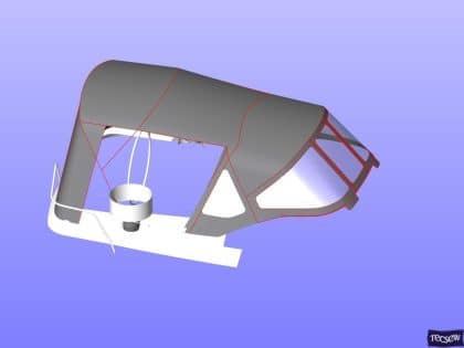 frame needs to be taken down to stow so as to allow for winch handle 11