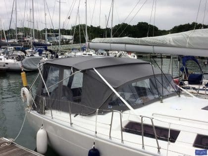 Hanse 400 Bimini Conversion to suit Tecsew Bimini and Tecsew recover of factory fit Sprayhood, ANNIECAN