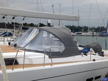 hanse 575 sprayhood new standard design more curved design 1