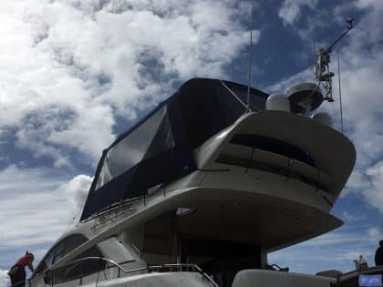 Fairline Phantom 48, Flybridge Bimini Side Shade Panels with windows_3