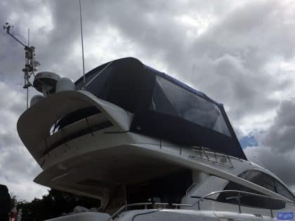 Fairline Phantom 48, Flybridge Bimini Side Shade Panels with windows_4
