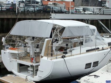 Hanse 548 Bimini shown with Mesh Side Shade Panels_1
