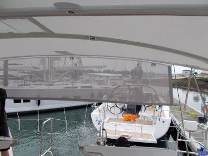 Hanse 548 Bimini shown with Mesh Side Shade Panels_3