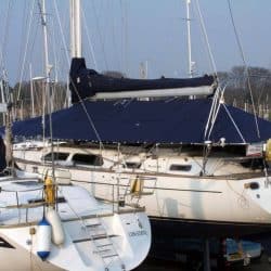 Moody 46 Deck Cover fitted with blinds and windows_3