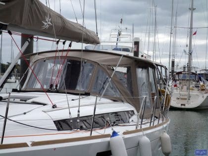 Jeanneau Sun Odyssey 379 Bimini Conversion fitted to factory Bimini and Sprayhood