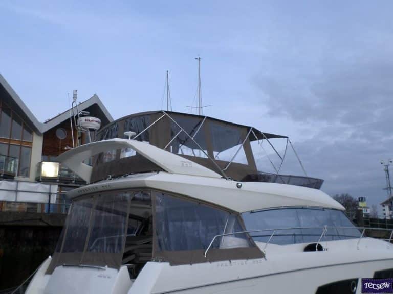 Prestige 550 Flybridge Bimini recover for Factory Bimini and Tecsew Bimini conversion