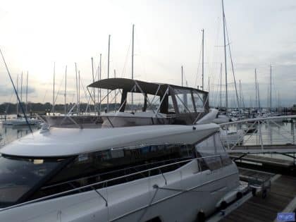 Prestige 550 Flybridge Bimini recover for Factory Bimini and Tecsew Bimini conversion