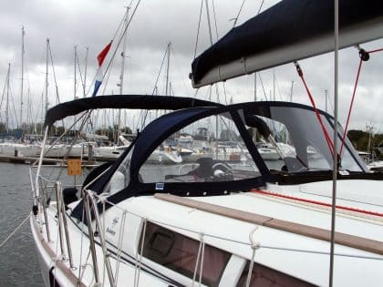 Jeanneau Sun Odyssey 39i Sprayhood with optional windows in wings and zipped wing extensions