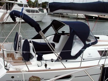 Jeanneau Sun Odyssey 39i Sprayhood with optional windows in wings and zipped wing extensions
