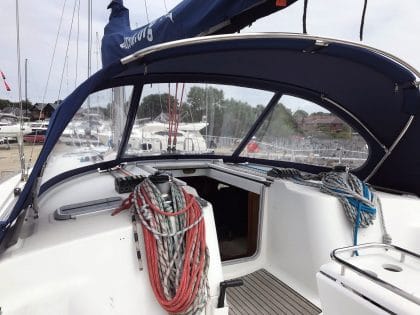 Jeanneau Sun Odyssey 43, AMBITION, Tecsew Sprayhood 2019 new design rear