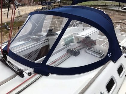 Jeanneau Sun Odyssey 43, AMBITION, Tecsew Sprayhood 2019 new design front 3