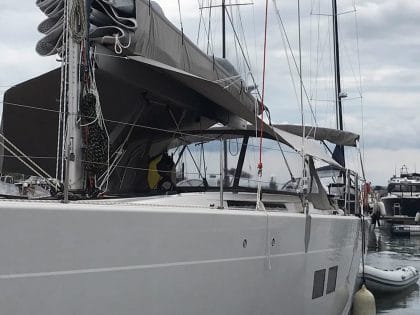 Hanse 575 "XIMERA" Sun Awning front