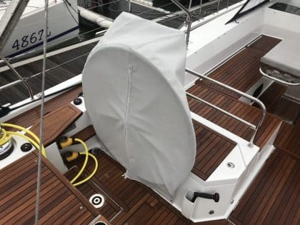 Beneteau 62 Wheel and Pedastal Covers front view 1