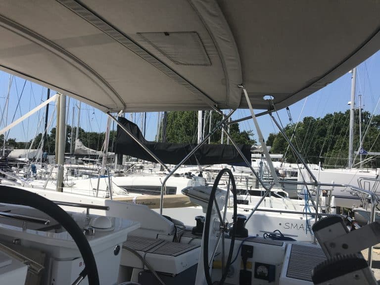 Beneteau Oceanis 46.1 AZURA, version with no arch fitted, Bimini