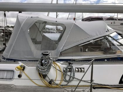 Hallberg Rassy 48 Cockpit Enclosure to fit Tecsew recover of factory original Sprayhood