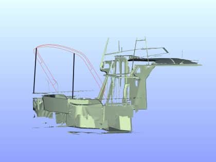 Seaward 35 Bimini with optional Forward zipped extension and mesh Side Shade Panels