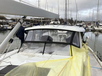 Hanse 588 HT with Glass Windscreen Infill Panels to Hardtop