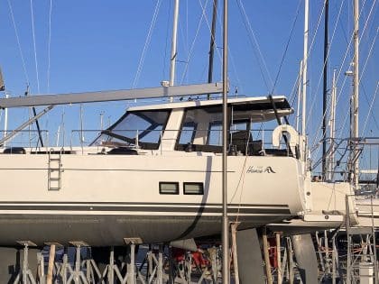 Hanse 588 HT with Glass Windscreen Infill Panels to Hardtop