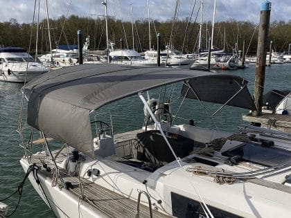 Dufour 460 Bimini Side Shade Panels in Soltis 86 Shade Mesh