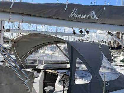 Hanse 388 Stackpack Shown with Optional Sign Writing
