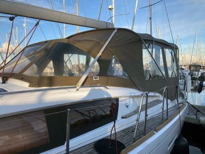 Jeanneau Sun Odyssey 41DS Bimini Conversion fitted to Tecsew Bimini and Sprayhood