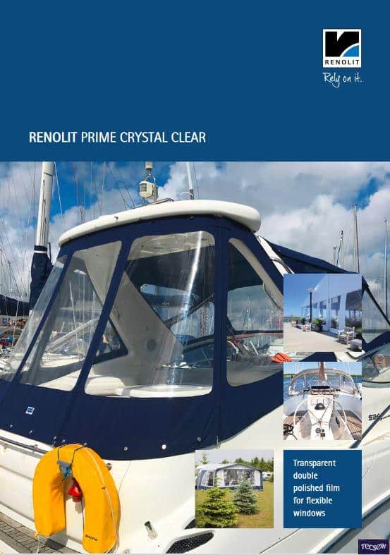 Renolit Prime crystal clear window material used in Tecsew's marine canvas products for superior clarity and durability
