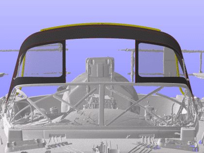 Sprayhood Front with center window roled up